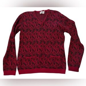 Vintage Red and Black Patterned Sweater